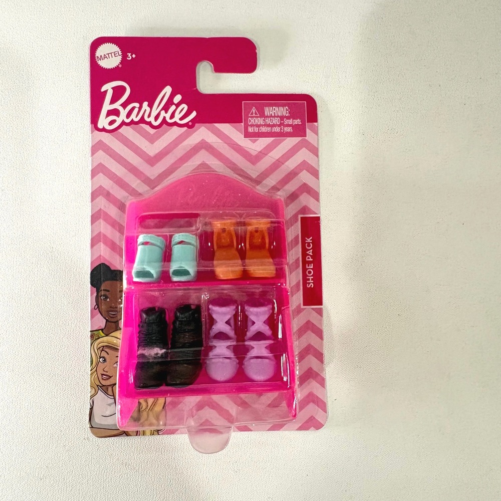 Mattel Barbie Shoe Pack GVY23 4 Pairs Accessories Blue Orange Black Pink NEW
